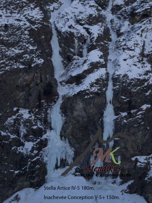 Cascadas en Vall de Cogne.
Esteticas cascadas de Hielo. Stella Artice y Inachevee conception.
Palabras clave: Luis Basarrate, escalada en hielo, guia de alta montaña